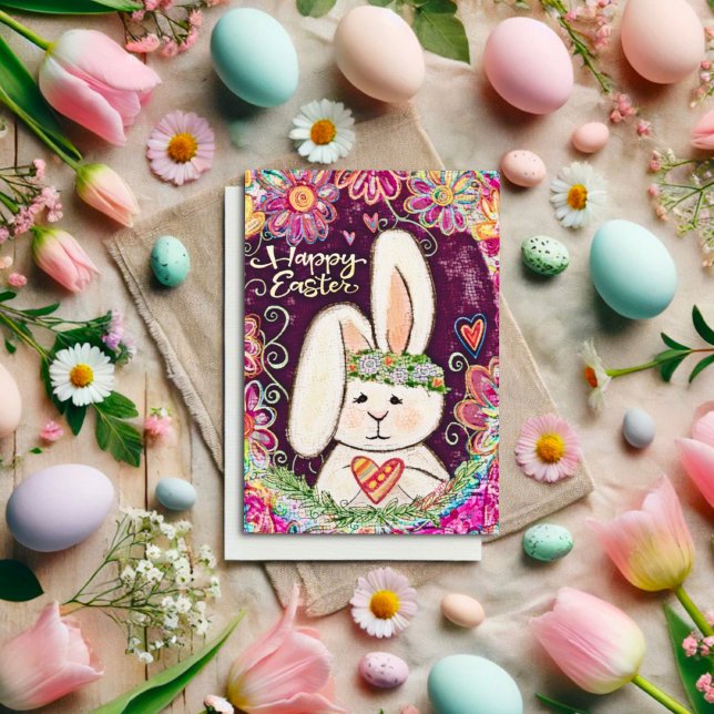 Glad påsk Bunny Cute Roligt Kids Inspirief Kort (Skapare uppladdad)