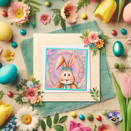 Glad påsk Bunny Cute Rosa Pastel Inspirief Anteckningskort