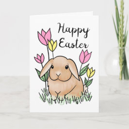 Glad påsk Bunny Cute Vår blommor Kort