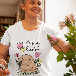 Glad påsk Bunny Cute Vår blommor T Shirt