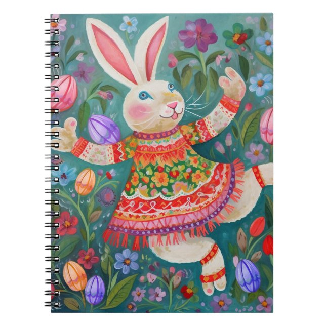 Glad påsk Bunny Dance Anteckningsbok (Framsidan)