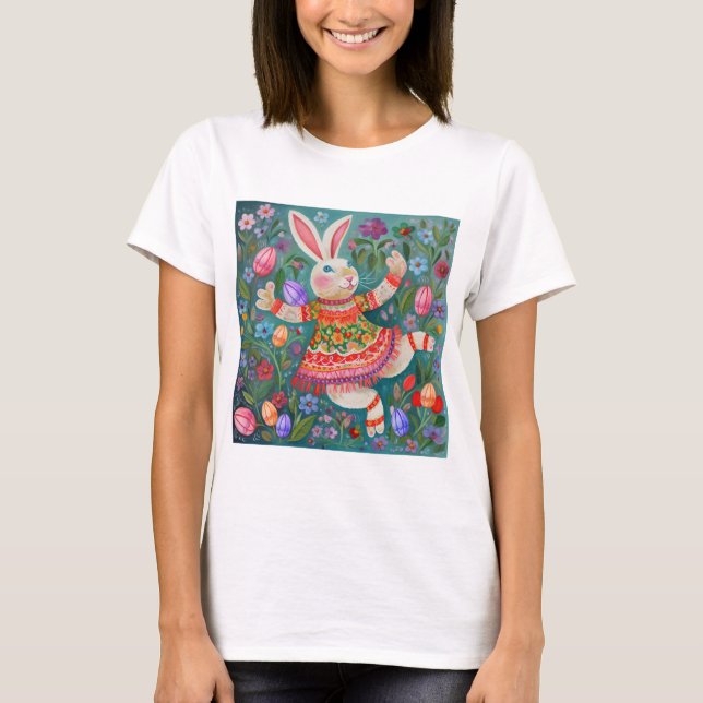 Glad påsk Bunny Dance T Shirt (Framsida)