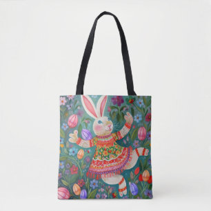 Glad påsk Bunny Dance Tote Tygkasse