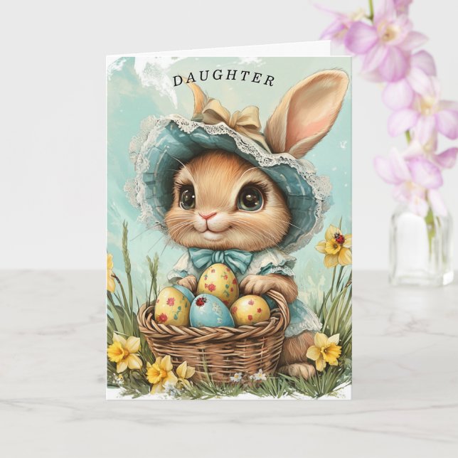 Glad påsk Bunny DaughDaffodils Ladybug Kort (Orkide)