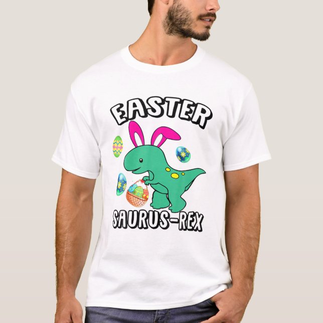 Glad påsk Bunny Dinosaur Rex Funny Gifts for Ho T Shirt (Framsida)