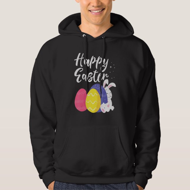 Glad påsk Bunny Egg Basket 1 Hoodie (Framsida)