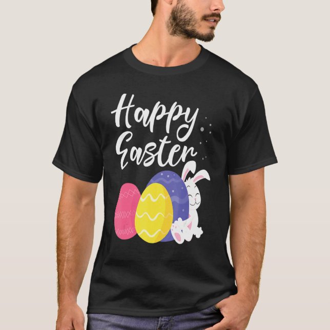 Glad påsk Bunny Egg Basket 1 T Shirt (Framsida)