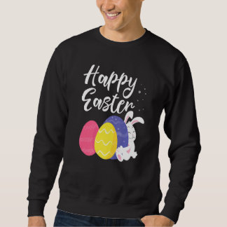Glad påsk Bunny Egg Basket Lång Ärmad Tröja