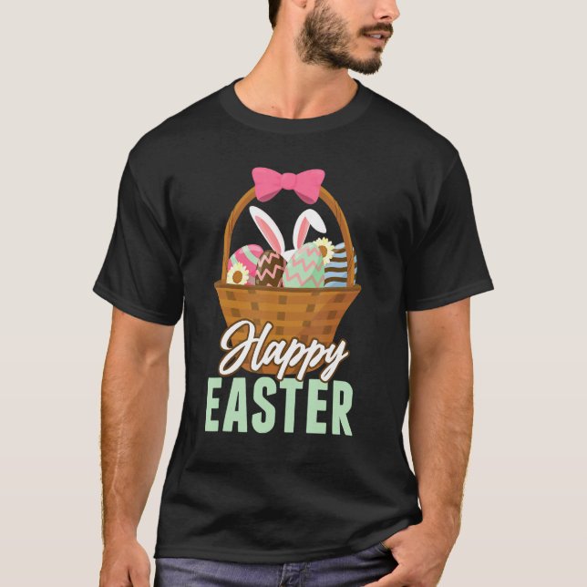 Glad påsk Bunny Egg Basket T Shirt (Framsida)