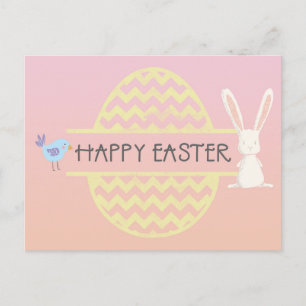Glad påsk Bunny Egg & Bird Vykort