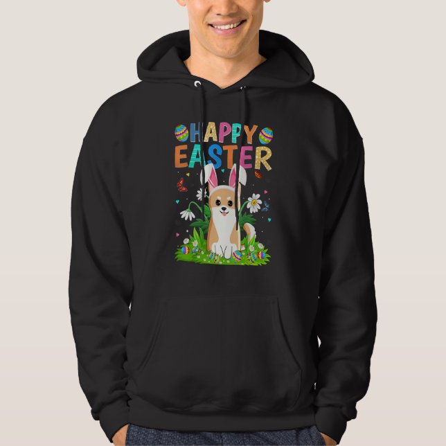 Glad påsk Bunny Egg Funny Akita Inu Hund Påsk Hoodie (Framsida)