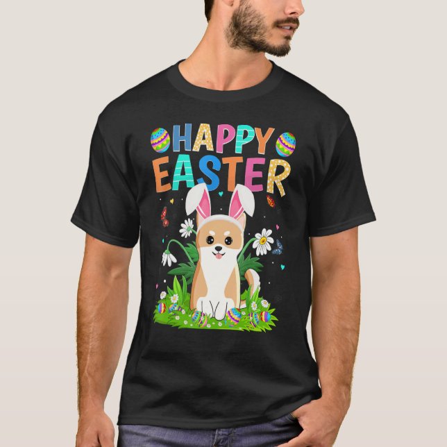 Glad påsk Bunny Egg Funny Akita Inu Hund Påsk T Shirt (Framsida)