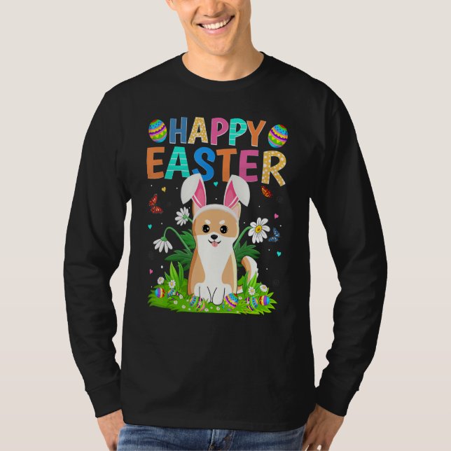 Glad påsk Bunny Egg Funny Akita Inu Hund Påsk T Shirt (Framsida)