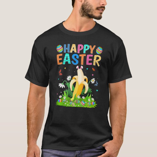 Glad påsk Bunny Egg Funny Banana Påsk Söndag T Shirt (Framsida)