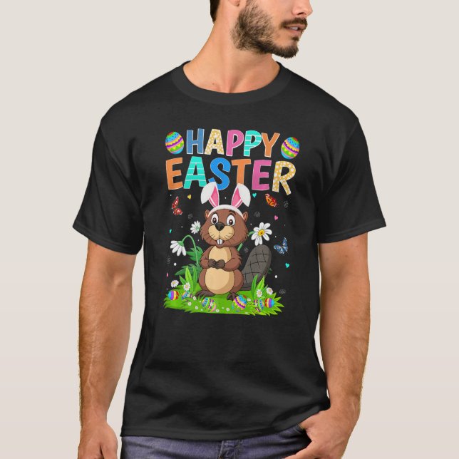 Glad påsk Bunny Egg Funny Beaver Påsk Söndag T Shirt (Framsida)