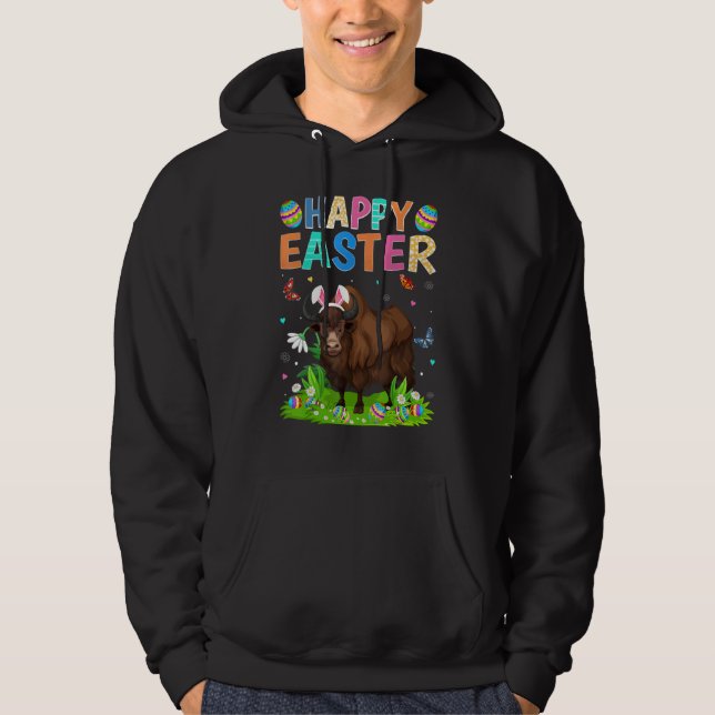 Glad påsk Bunny Egg Funny Bison Påsk Söndag Hoodie (Framsida)