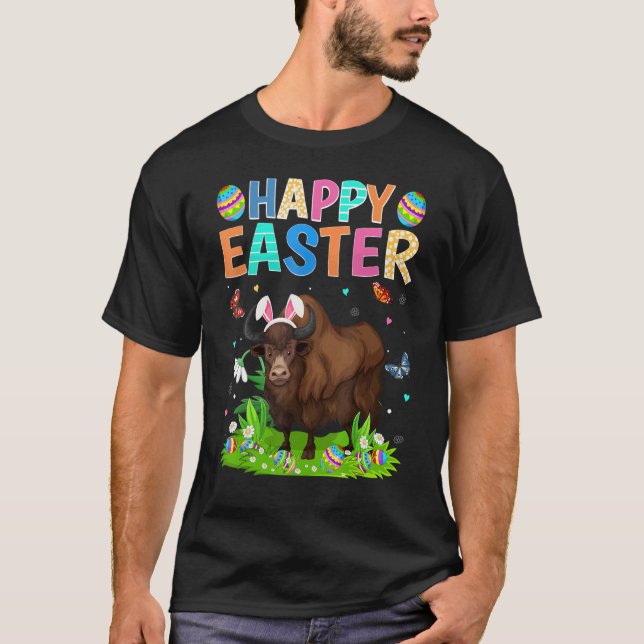 Glad påsk Bunny Egg Funny Bison Påsk Söndag T Shirt (Framsida)