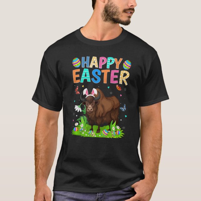 Glad påsk Bunny Egg Funny Bison Påsk Söndag T Shirt (Framsida)