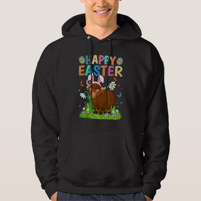Glad påsk Bunny Egg Funny Buffalo Påsk Söndag Hoodie (Framsida)