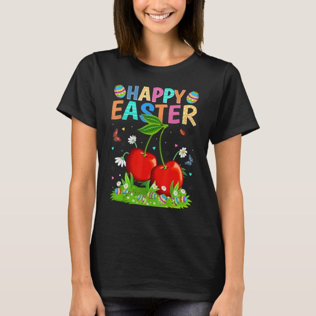 Glad påsk Bunny Egg Funny Cherry Påsk Söndag T Shirt (Framsida)