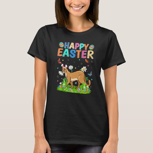 Glad påsk Bunny Egg Funny Cougar Påsk Söndag T Shirt (Framsida)