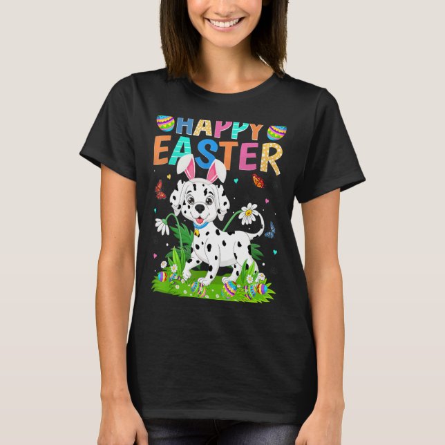 Glad påsk Bunny Egg Funny Dalmatian Hund Påsk T Shirt (Framsida)