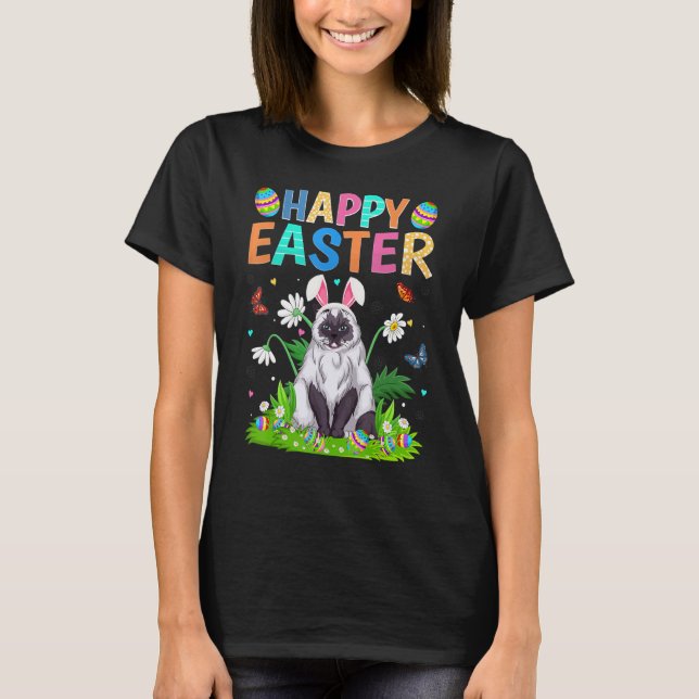 Glad påsk Bunny Egg Funny Himalayan Cat Påsk T Shirt (Framsida)