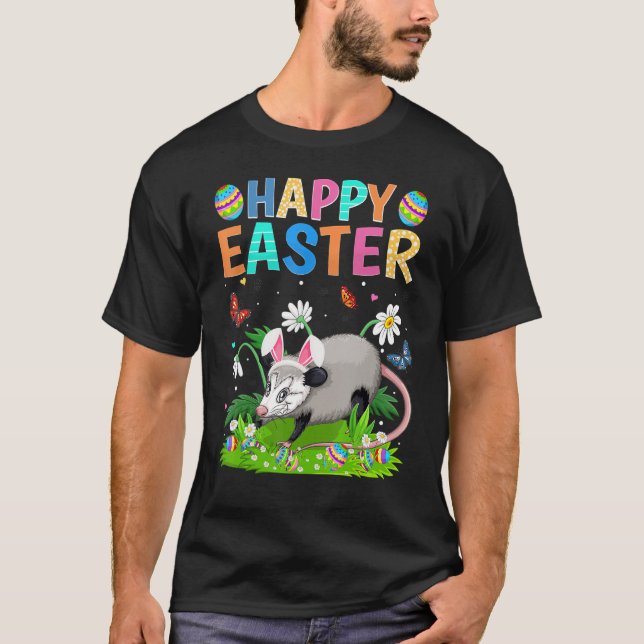 Glad påsk Bunny Egg Funny Opossum Påsk Söndag T Shirt (Framsida)