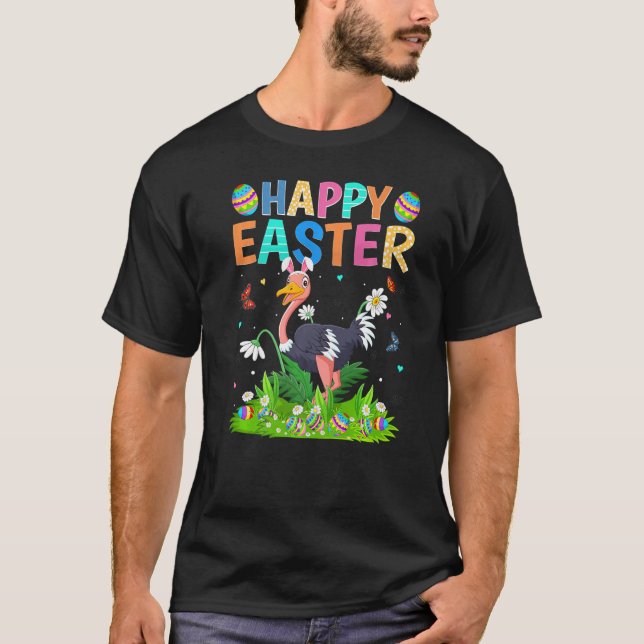 Glad påsk Bunny Egg Funny Ostrich Bird Påsk S T Shirt (Framsida)