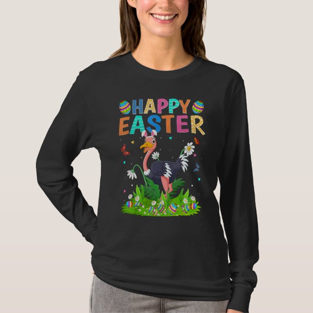 Glad påsk Bunny Egg Funny Ostrich Bird Påsk S T Shirt (Framsida)