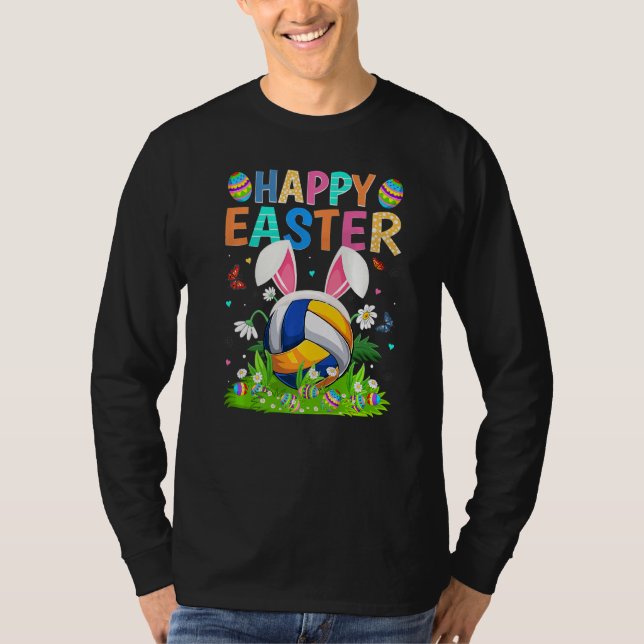 Glad påsk Bunny Egg Funny Volleyball Påsk Sol T Shirt (Framsida)