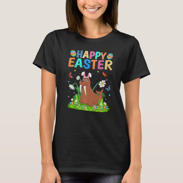 Glad påsk Bunny Egg Funny Walrus Påsk Söndag T Shirt (Framsida)