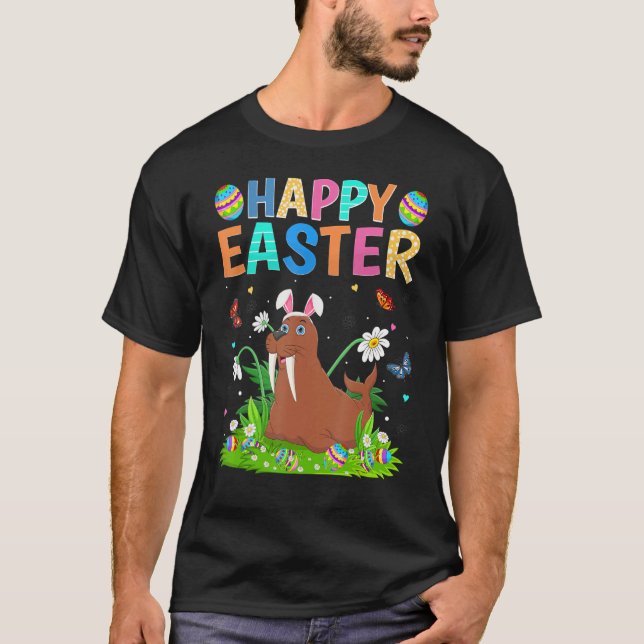 Glad påsk Bunny Egg Funny Walrus Påsk Söndag T Shirt (Framsida)