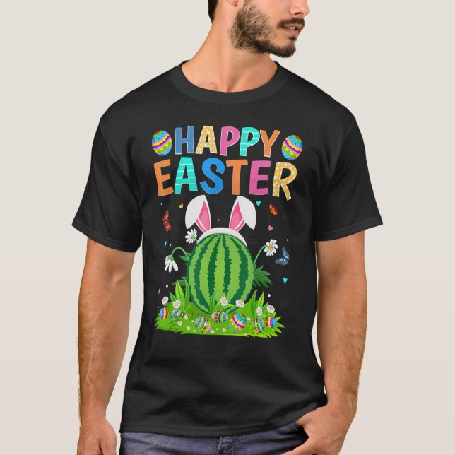 Glad påsk Bunny Egg Funny Watermelon Påsk Sol T Shirt (Framsida)