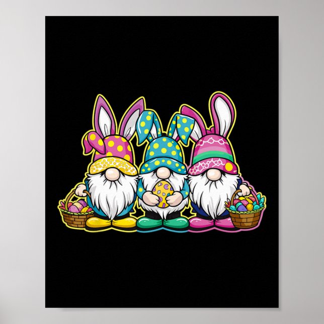 Glad påsk Bunny Egg Hunting and Bysket Gnome Ea Poster (Framsidan)