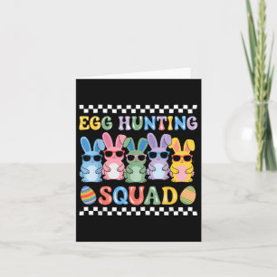 Glad påsk Bunny Egg Hunting Squad Crew Familj B Kort