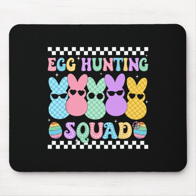 Glad påsk Bunny Egg Hunting Squad Crew Familj B Musmatta (Framsidan)