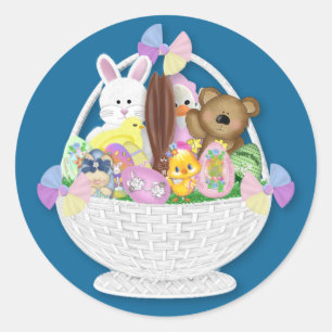Glad påsk Bunny Egg Runt Klistermärke