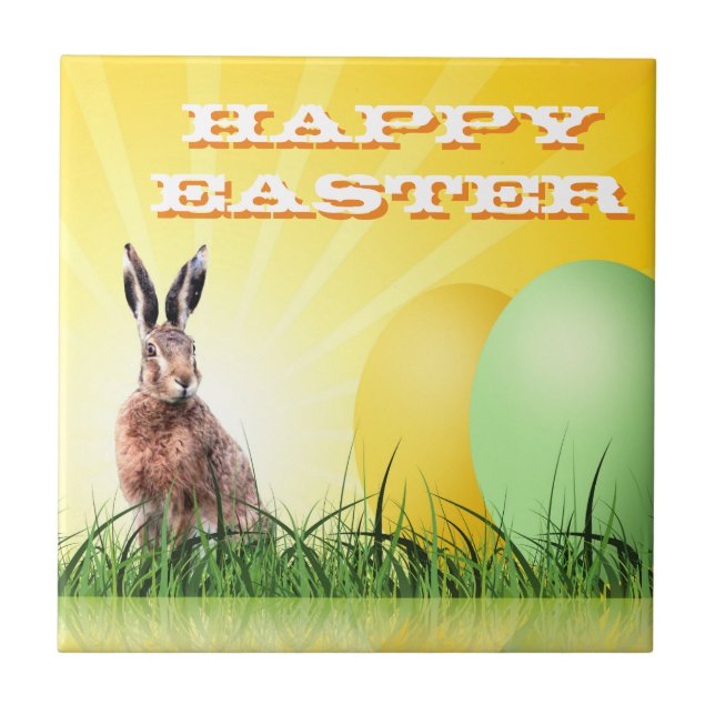 GLAD PÅSK - Bunny & Eggs Kakelplatta (Framsidan)