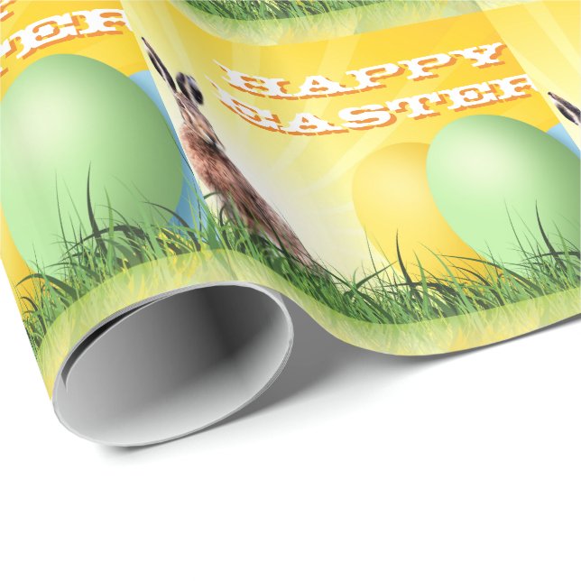 GLAD PÅSK - Bunny & Eggs Presentpapper (Rullad Hörn)