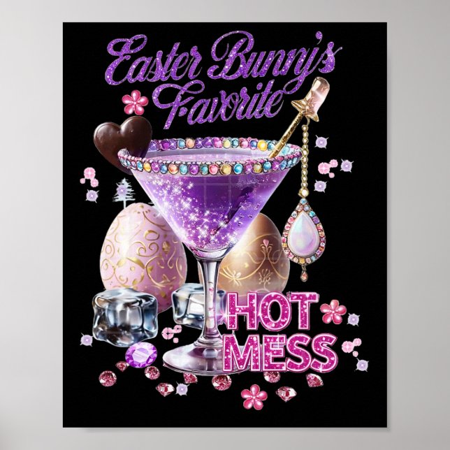 Glad påsk Bunny Favorite Hett  Cute Martini Poster (Framsidan)
