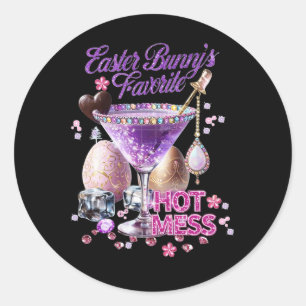 Glad påsk Bunny Favorite Hett Cute Martini Runt Klistermärke