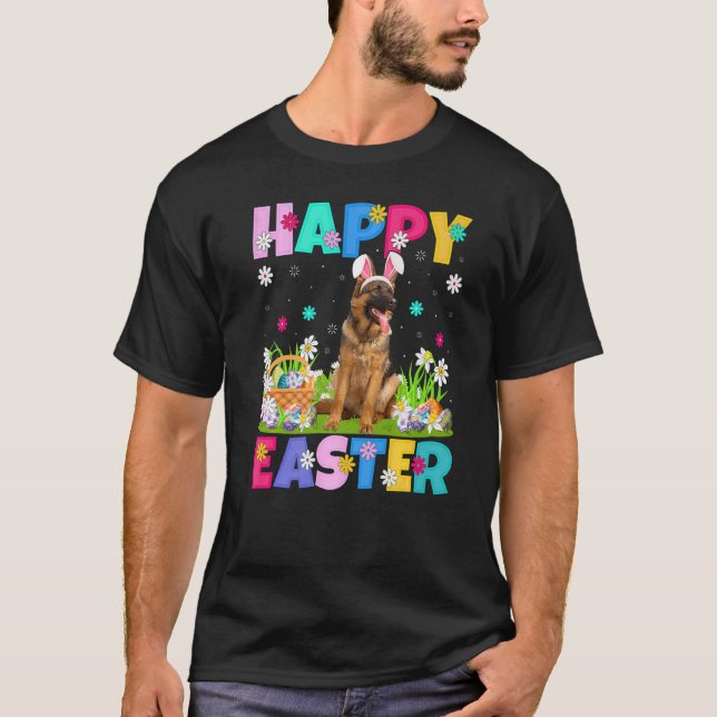Glad påsk Bunny German Shepherd Hund Påsk Sund T Shirt (Framsida)
