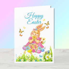 Glad påsk Bunny Girl's Personalize Helgdag Card Helgkort