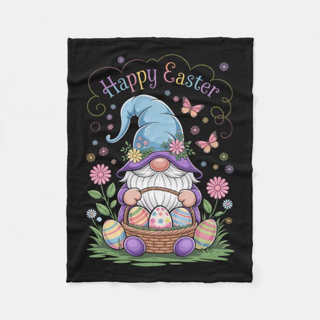 Glad påsk Bunny Gnome Hug Påskägg Gnome Lov Fleecefilt (Framsidan)