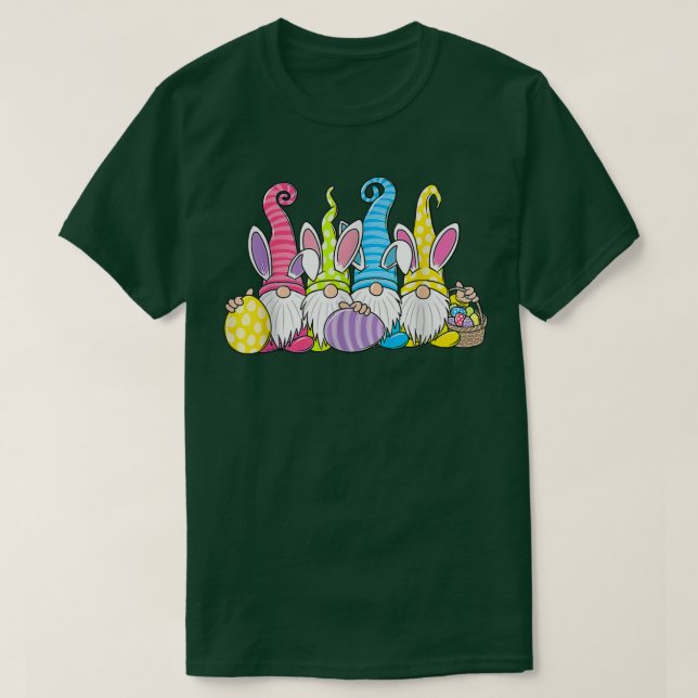 Glad påsk Bunny Gnome Påskäggs Hunting Cute T Shirt (Design framsida)