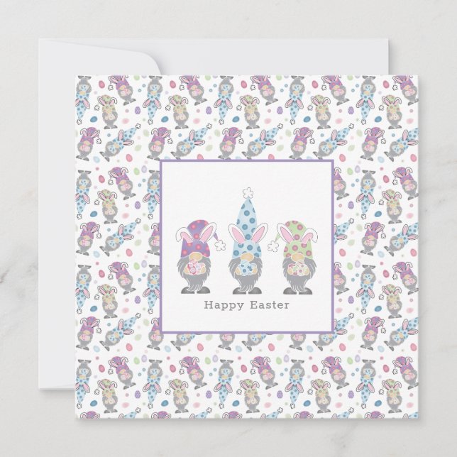 Glad påsk Bunny Gnomes Kort (Framsida)