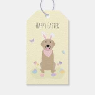 Glad påsk Bunny Golden Retriever Presentetikett
