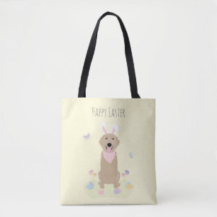 Glad påsk Bunny Golden Retriever Tygkasse