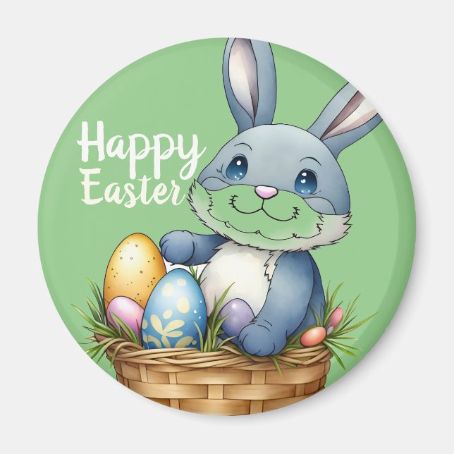 Glad påsk, Bunny i Egg Basket Magnet (Framsidan)